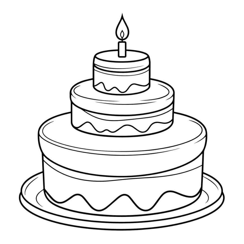 Charming birthday cake outline icon in vector format for celebrations.