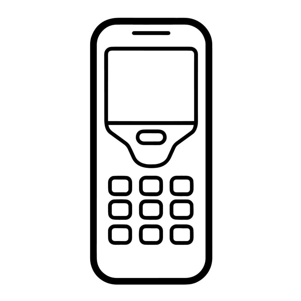 Sleek cell phone outline icon in vector format for communication designs.