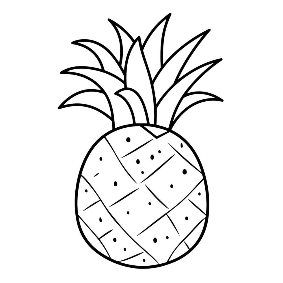 Juicy pineapple outline icon in vector format for tropical designs.
