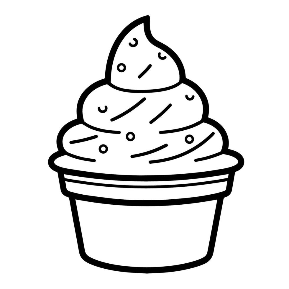 Delicious ice cream outline icon in vector format for dessert designs.