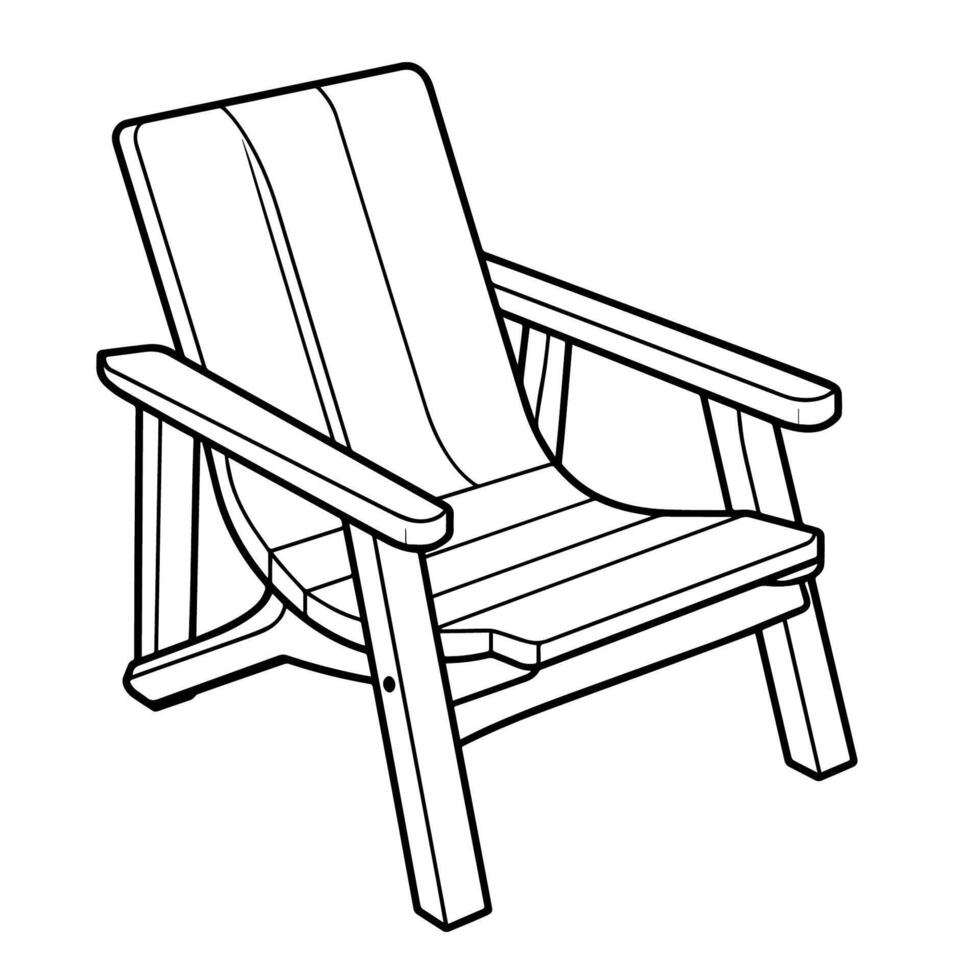 Clean vector outline of a deck chair icon for versatile applications.