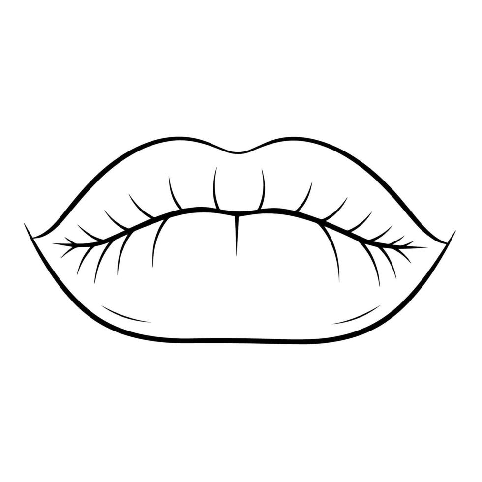 Chic lips outline icon in vector format for beauty designs.