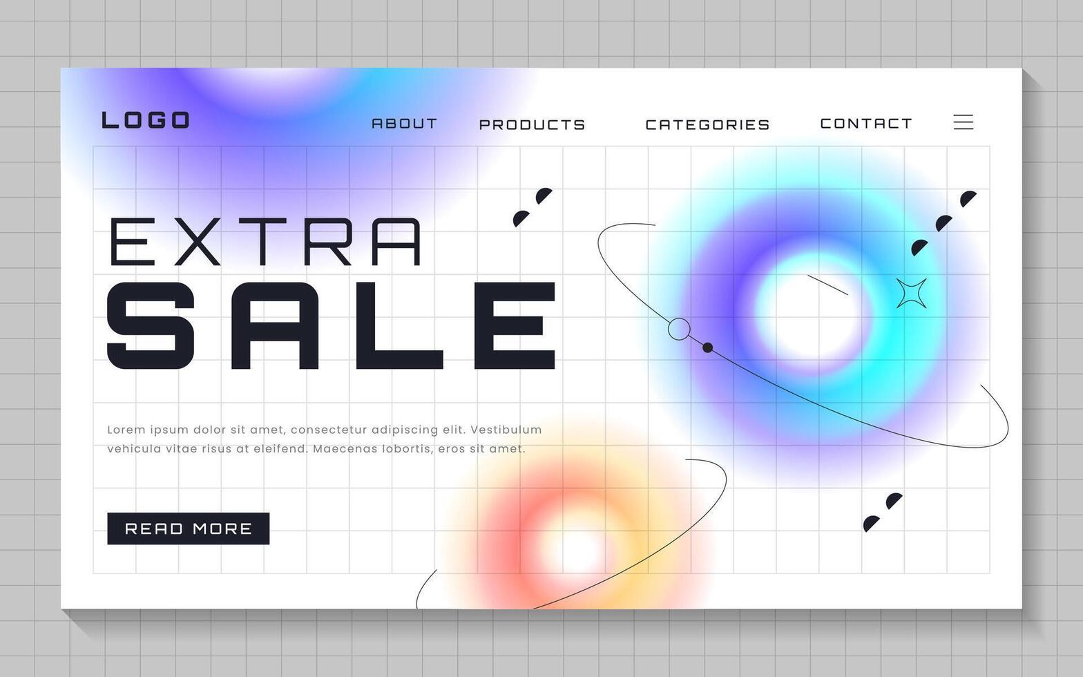 Modern blurred gradient sale banner with colorful realistic geometric shapes. Social media web template with flying 3d gradient objects circle form with defocus effects. Landing page website design vector