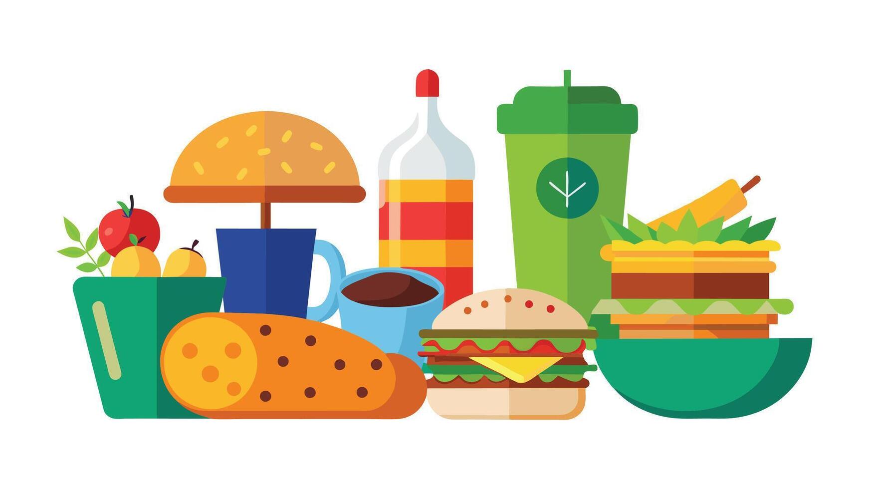 Food items set isolated flat vector pro collection illustration on white background