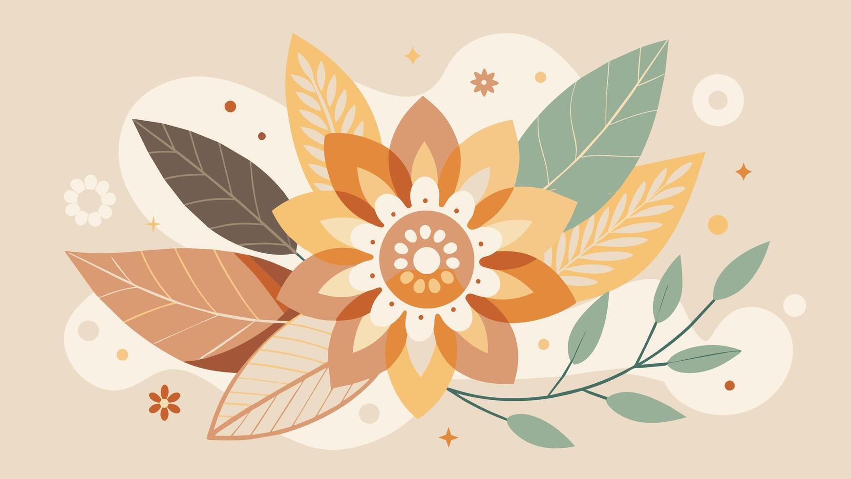 AAbstract Floral boho neutral isolated flat illustration. vector