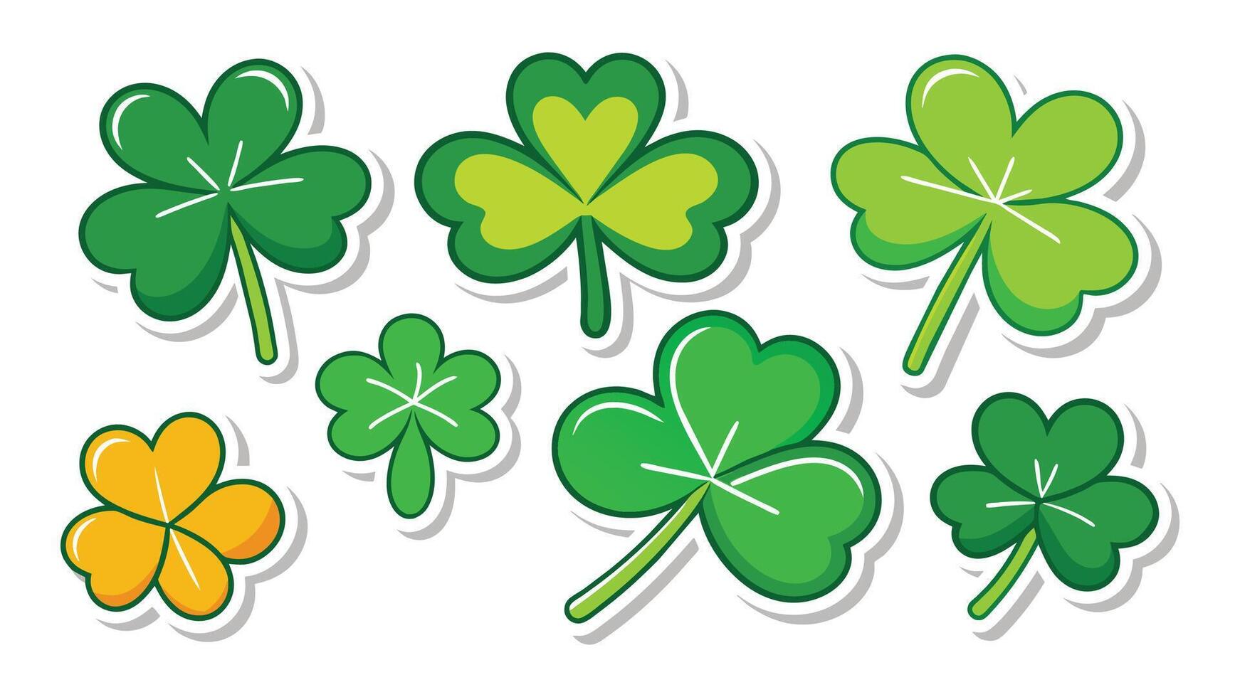 Set of shamrock sticker, Pro collection set minimal isolated flat illustration on white background vector