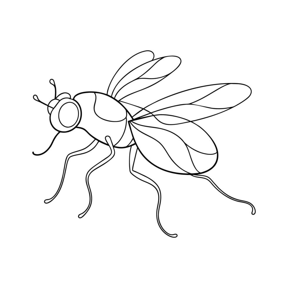 Fly one line continuous line art vector illustration on white background