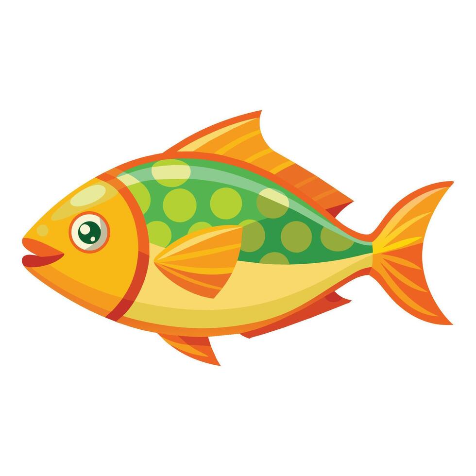 Colorful Mango fish isolated flat vector illustration on white background.