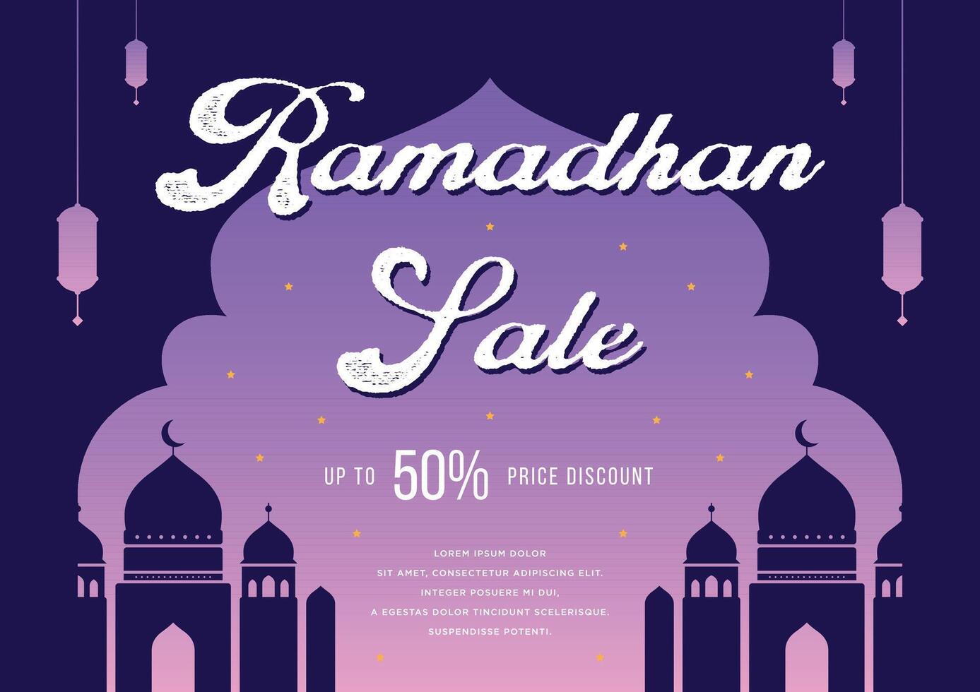 Flat Ramadan or Ramadhan Poster Design Collection  with Islamic Ornaments vector