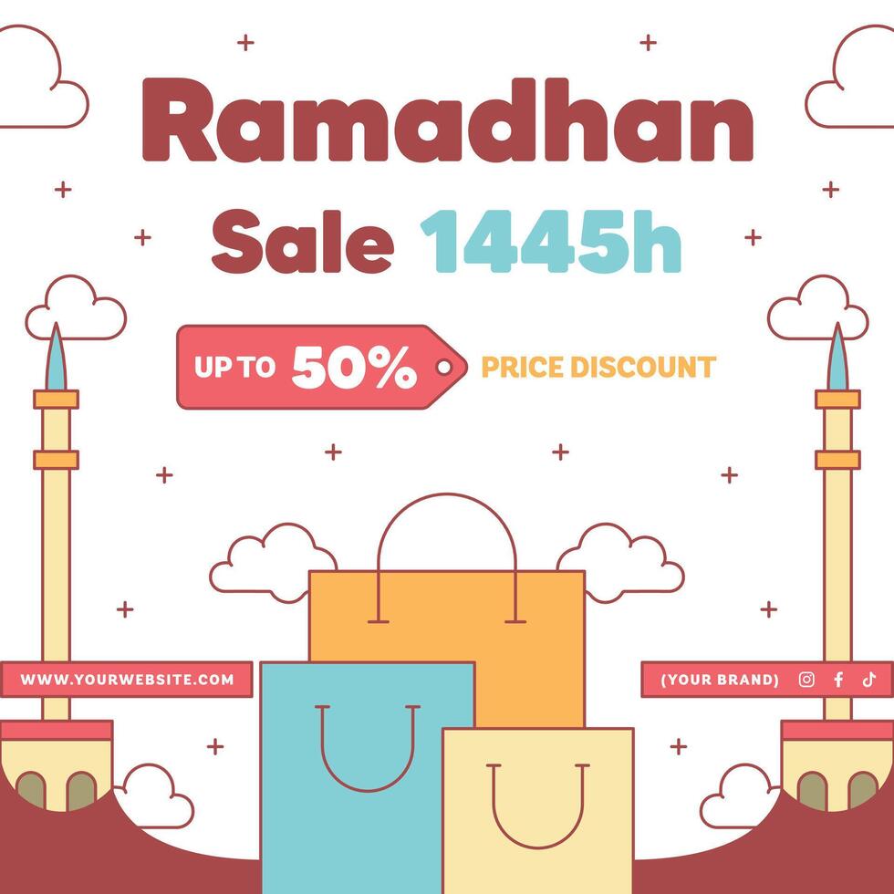 Flat Ramadan or Ramadhan Social Media Story Stories Reels Design Collection with Arabic Style vector