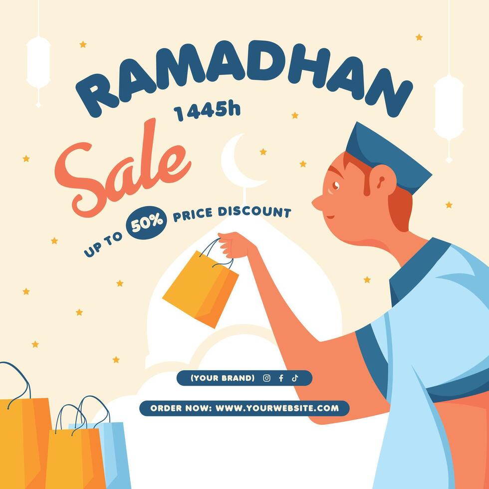 Bundle Collection of Eid Mubarak and Ramadan or Ramadhan Islamic Social Media Post vector