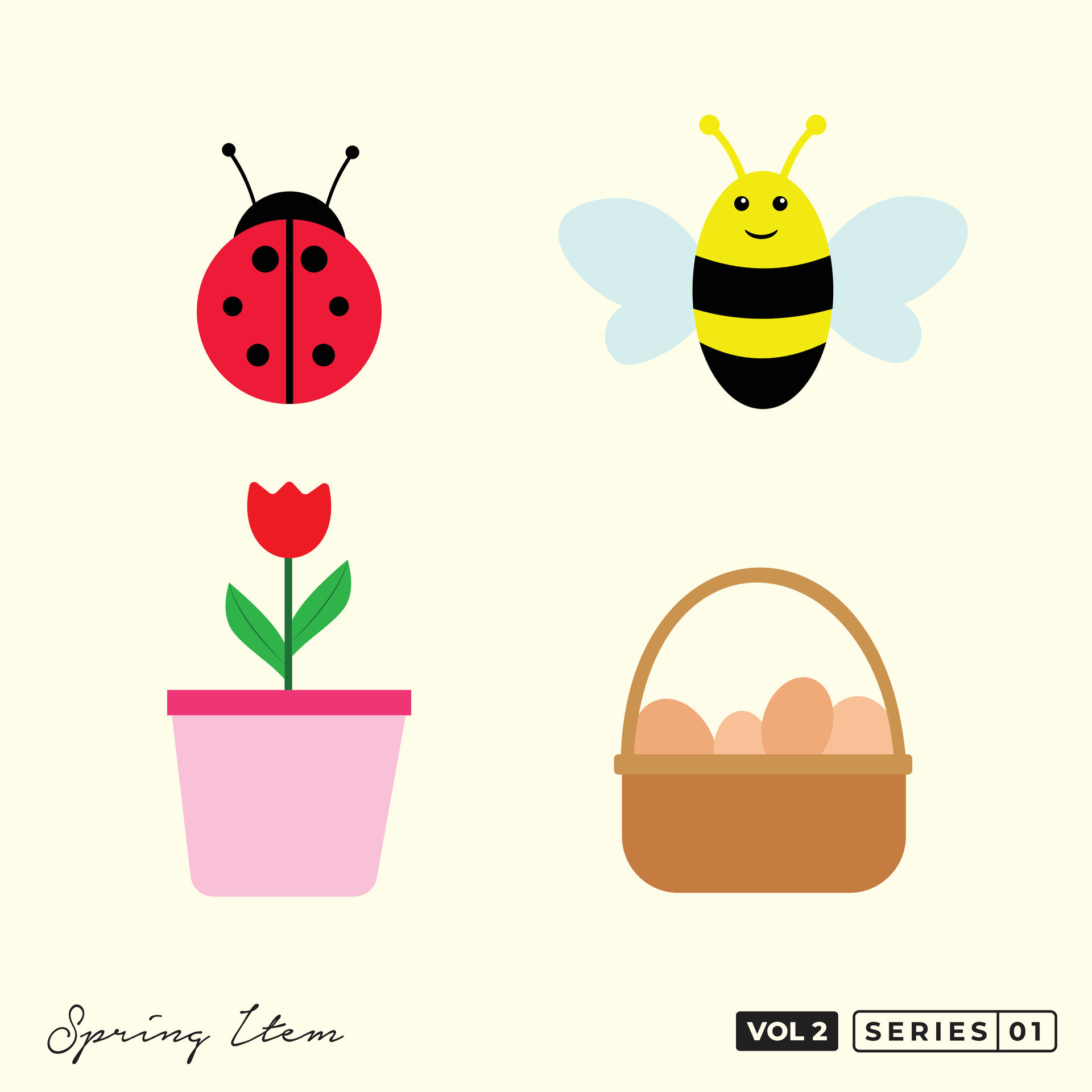 Spring Icons Set EPS Vector Illustration Flat Design 42364019 Vector ...