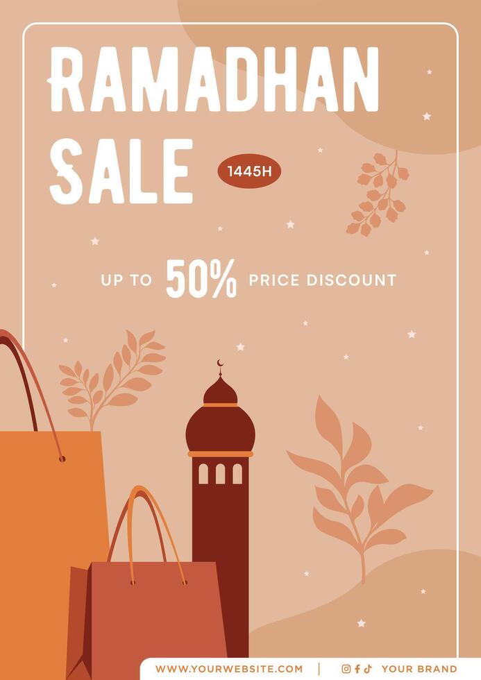 Ramadhan Flat Design for Banner and Social Media. Happy Eid Mubarak Social Media Post Illustration vector