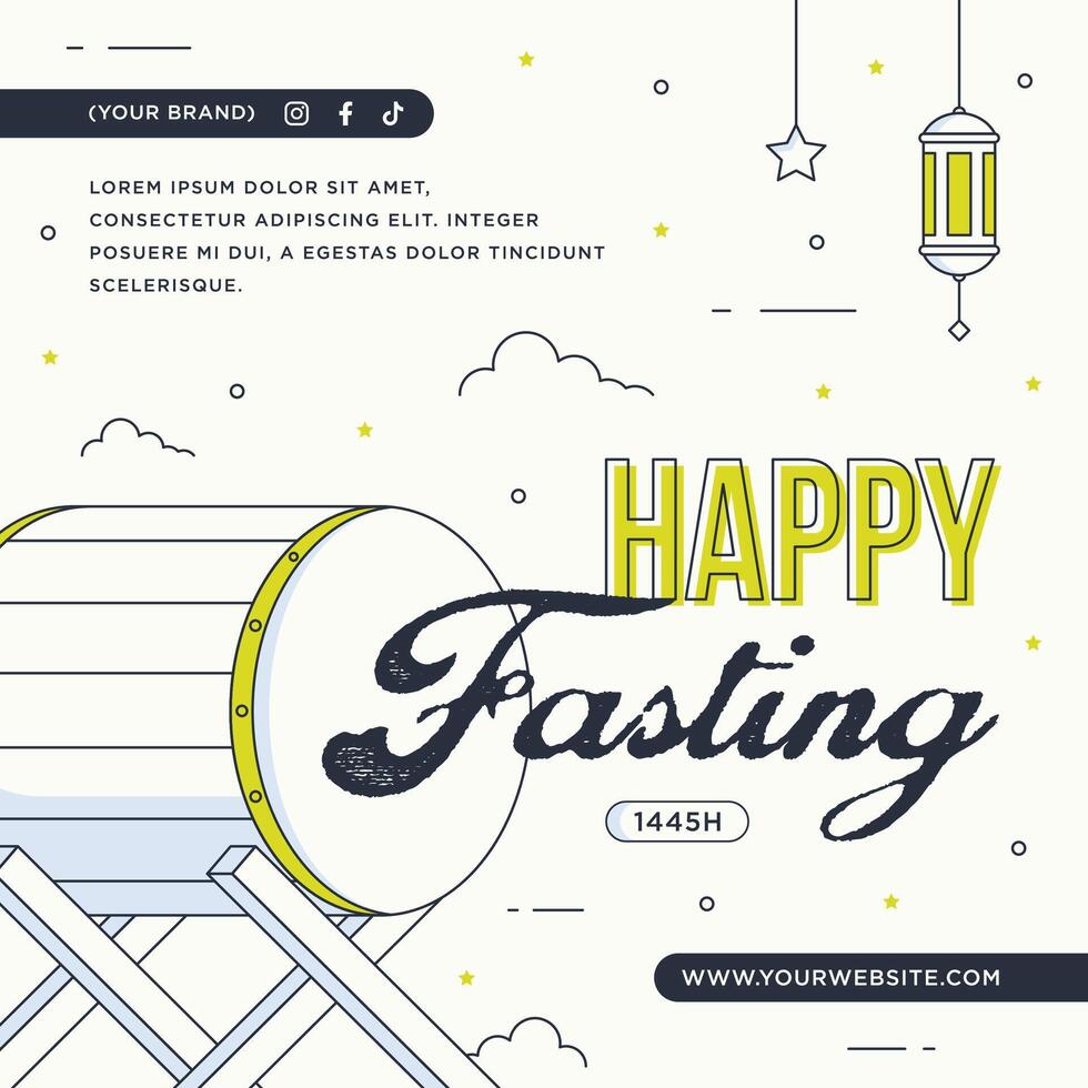 Ramadan Kareem Islamic Post Square. Ramadhan Flat Design for Banner and Social Media. happy fasting banner vector