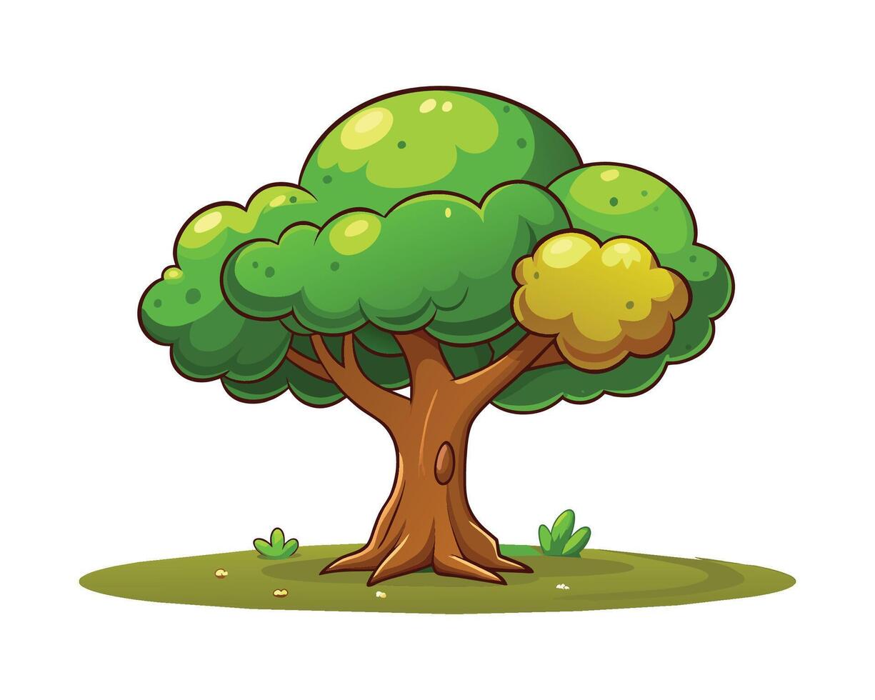 Cartoon tree isolated flat vector illustration on white background