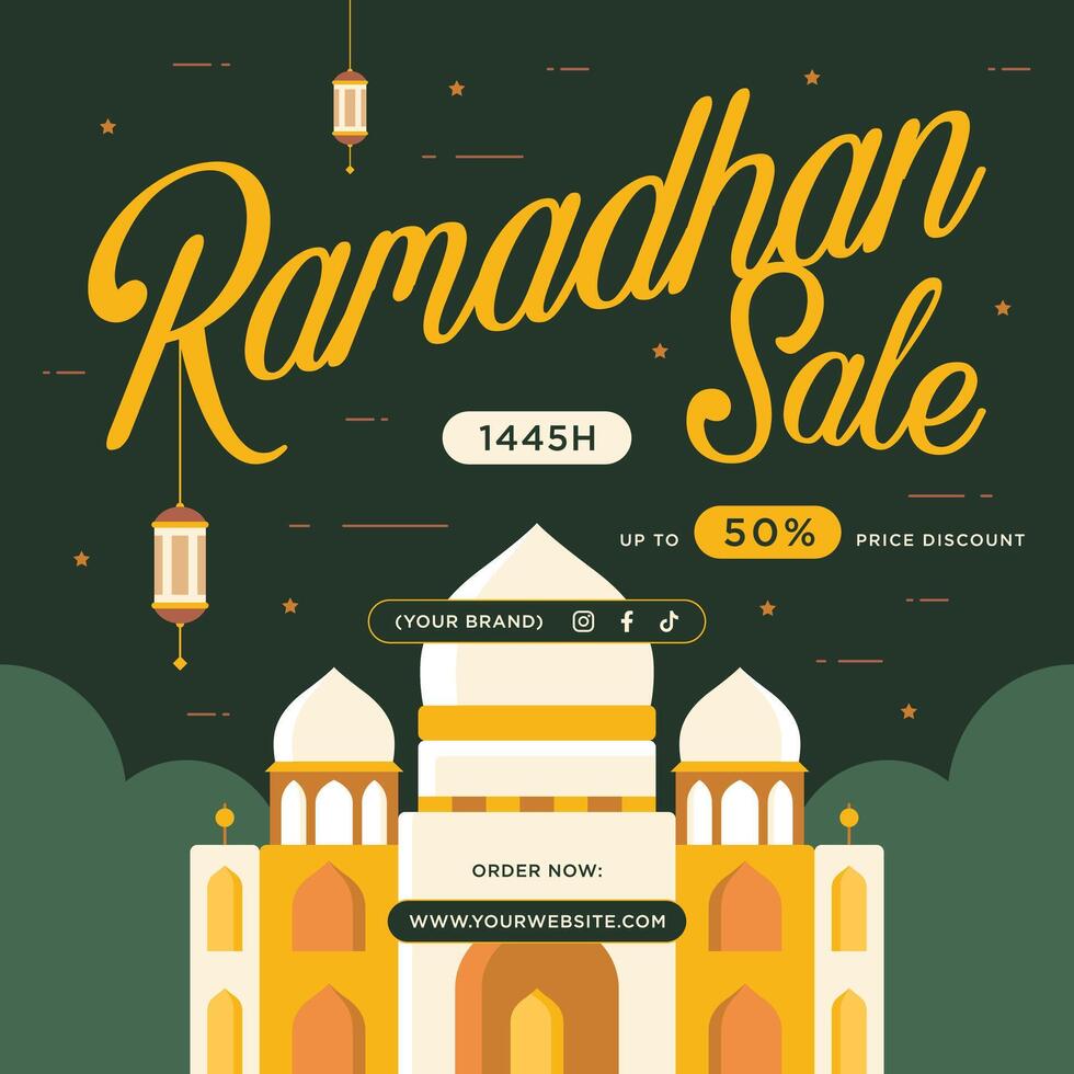 Ramadán kareem islámico cuadrado correo. ramadhan social medios de comunicación póster antecedentes diseño vector