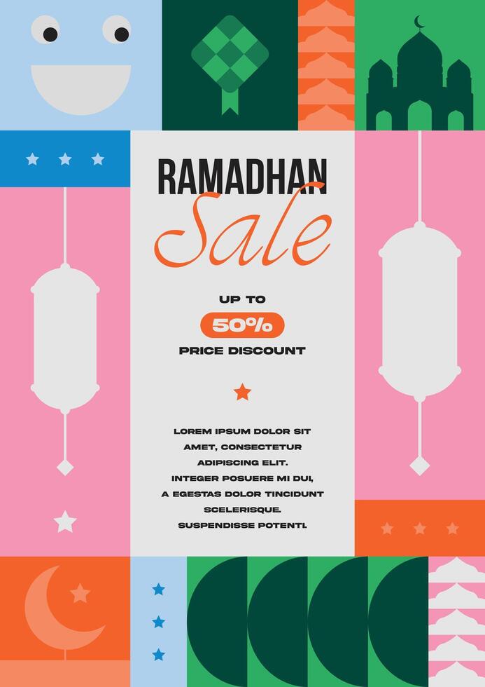 Happy Eid Mubarak Banner Poster Illustration. Ramadhan or Ramadan Kareem Islamic Design vector