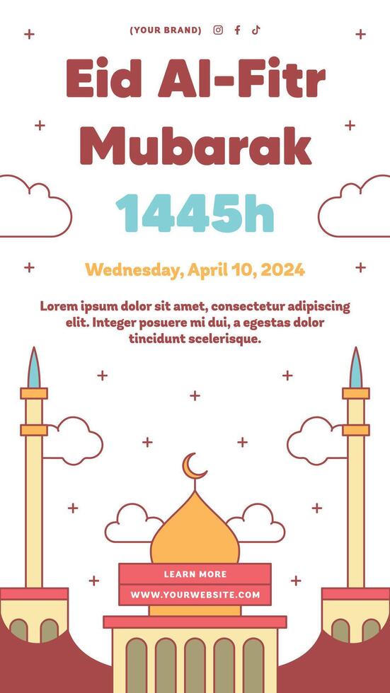Flat Ramadan or Ramadhan A4 Poster or Flyer Design Collection with Arabic Style vector