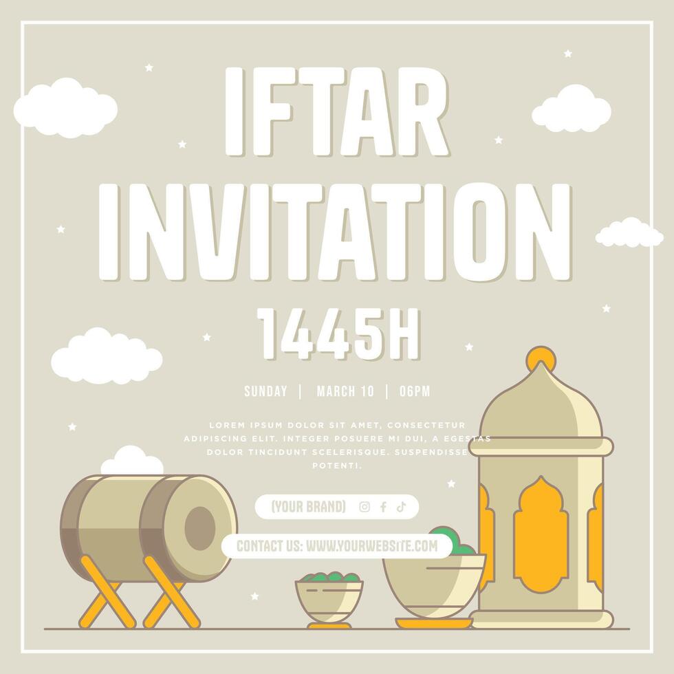 Ramadhan or Ramadan Social Media Post Square Collection with Islamic Design Greetings and Card vector
