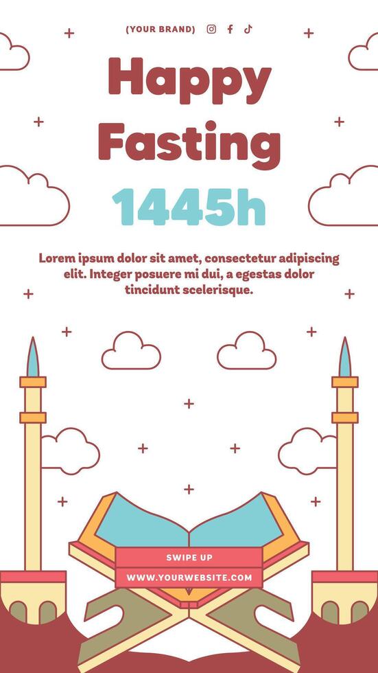 plano Ramadán o ramadhan a4 póster o volantes diseño colección con Arábica estilo vector