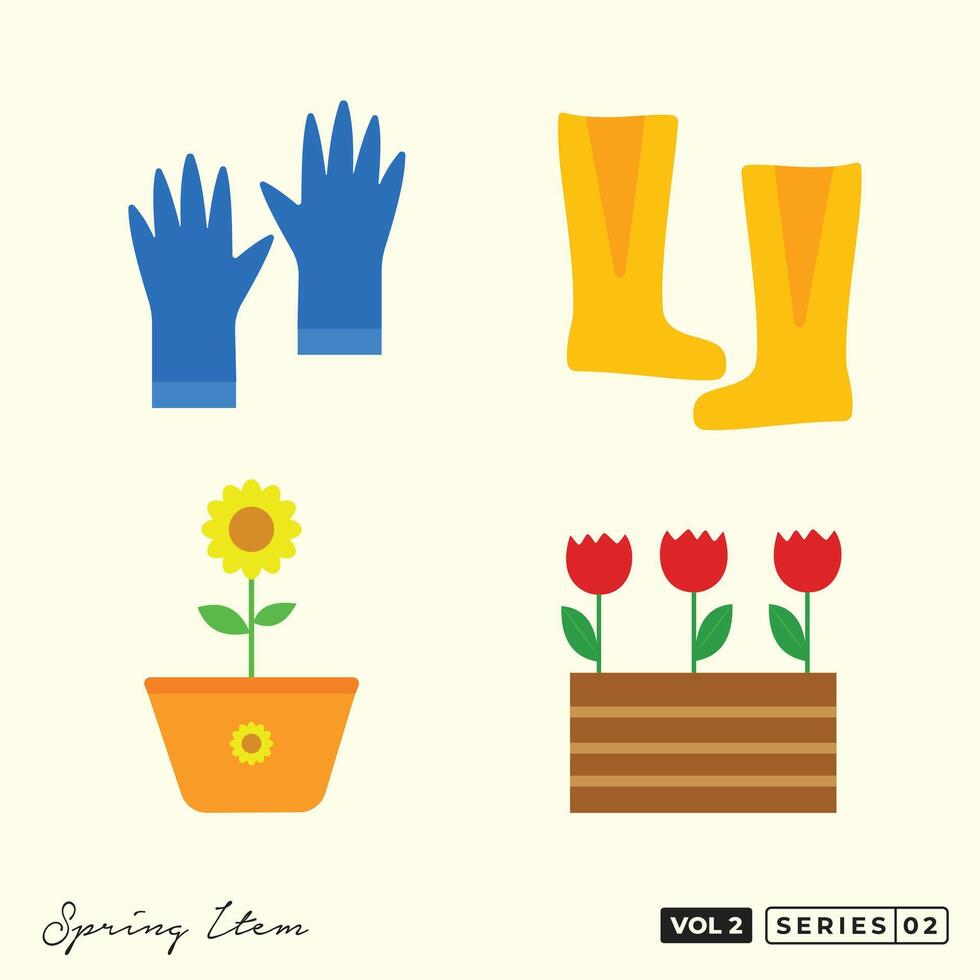 Spring Icons Set EPS Vector Illustration Flat Design