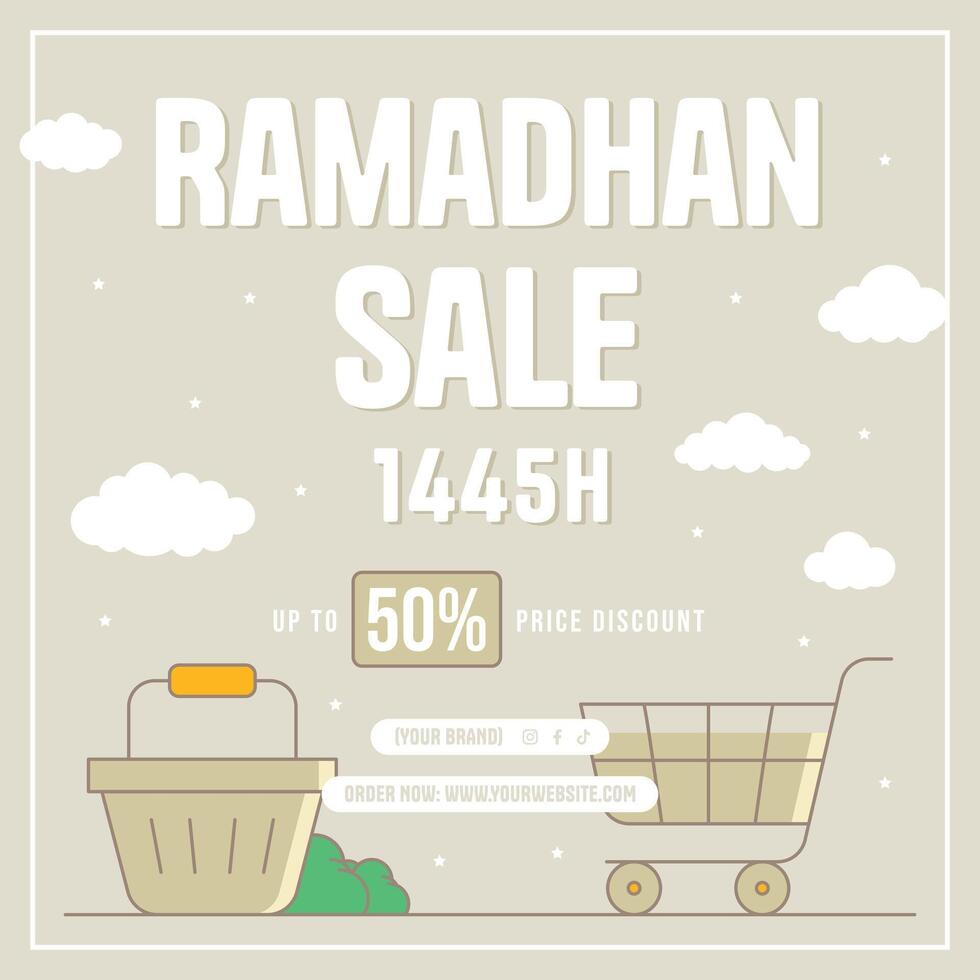 Ramadhan or Ramadan Social Media Post Square Collection with Islamic Design Greetings and Card vector