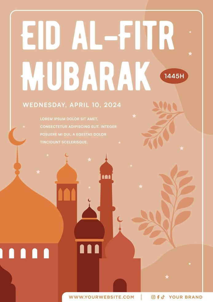 Ramadhan Flat Design for Banner and Social Media. Happy Eid Mubarak Social Media Post Illustration vector