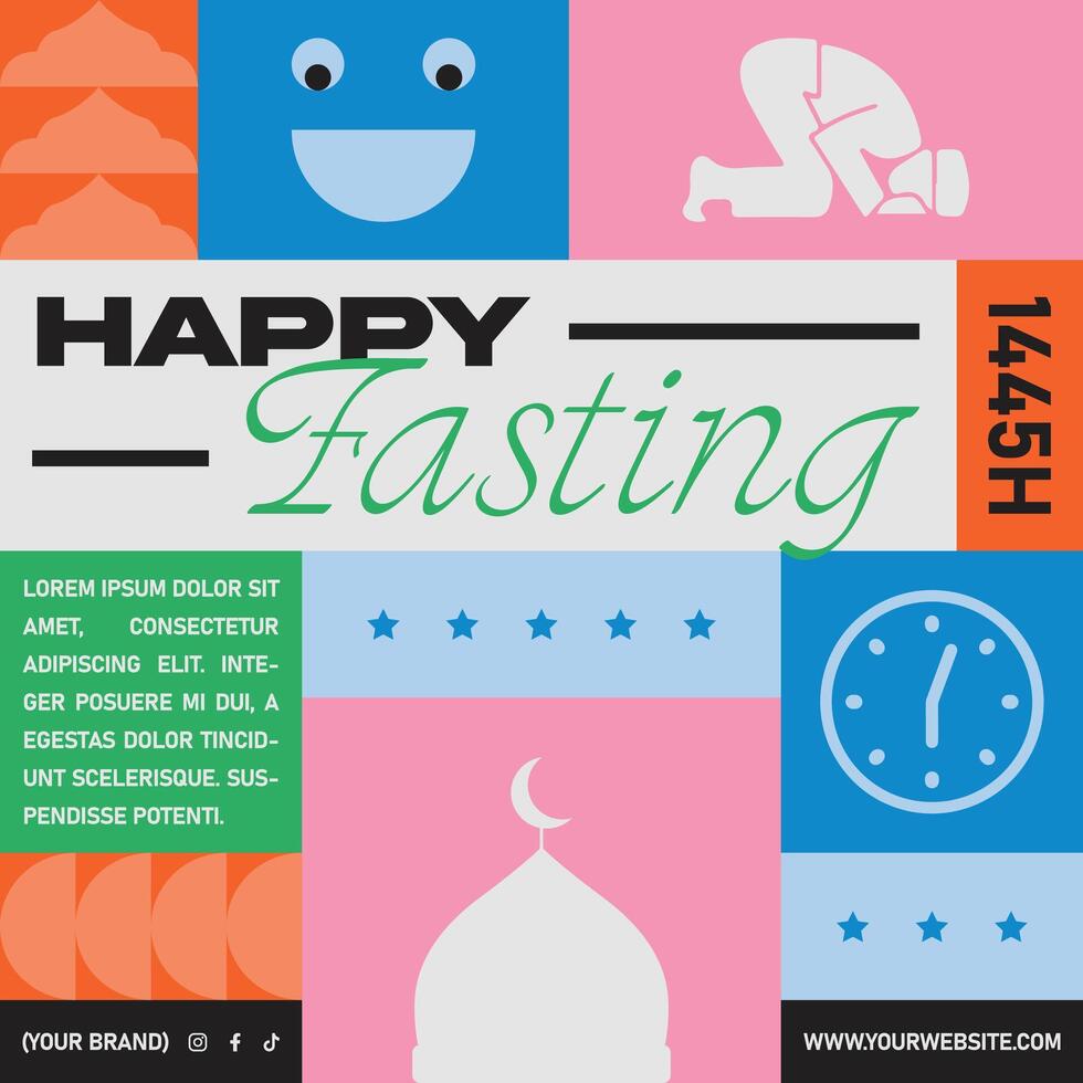 Happy Eid Mubarak Social Media Post Illustration. Ramadhan or Ramadan Kareem Islamic Square Design vector