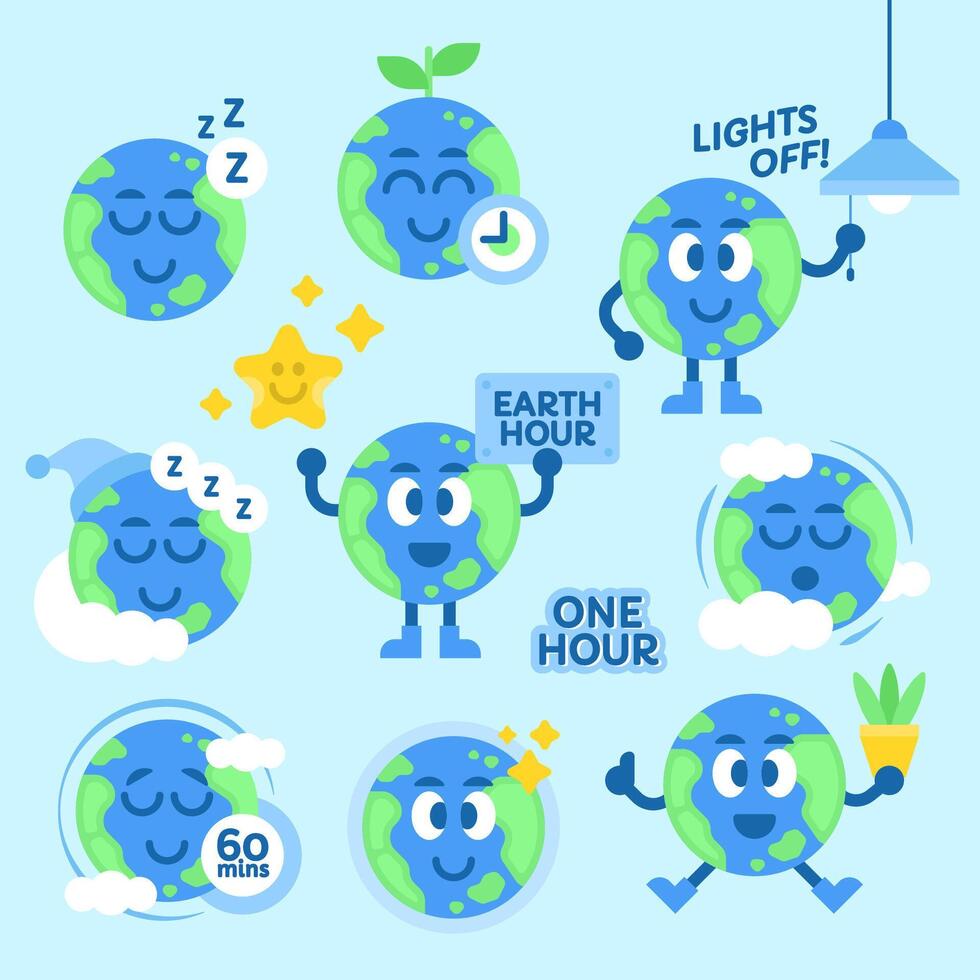 Earth Hour Day Mascot Illustration vector