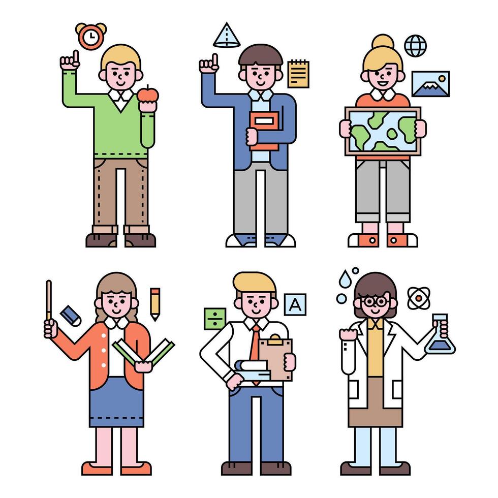 Back to school teacher characters collection vector