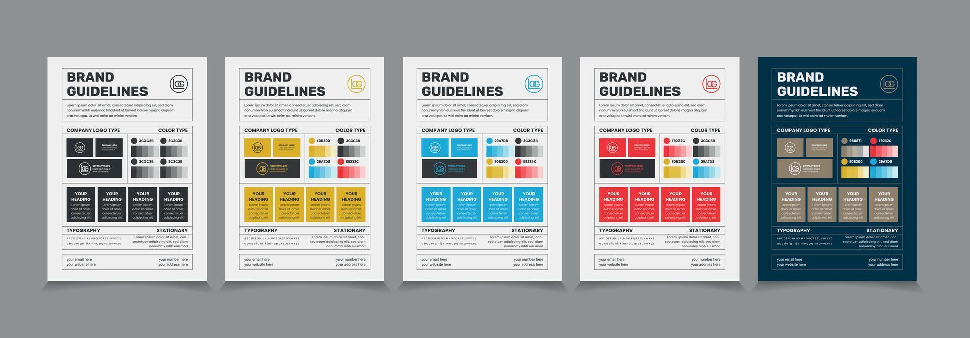 A4 Brand Guidelines Poster Layout Set, Simple style and modern Brand Guidelines, Brand identity Template vector