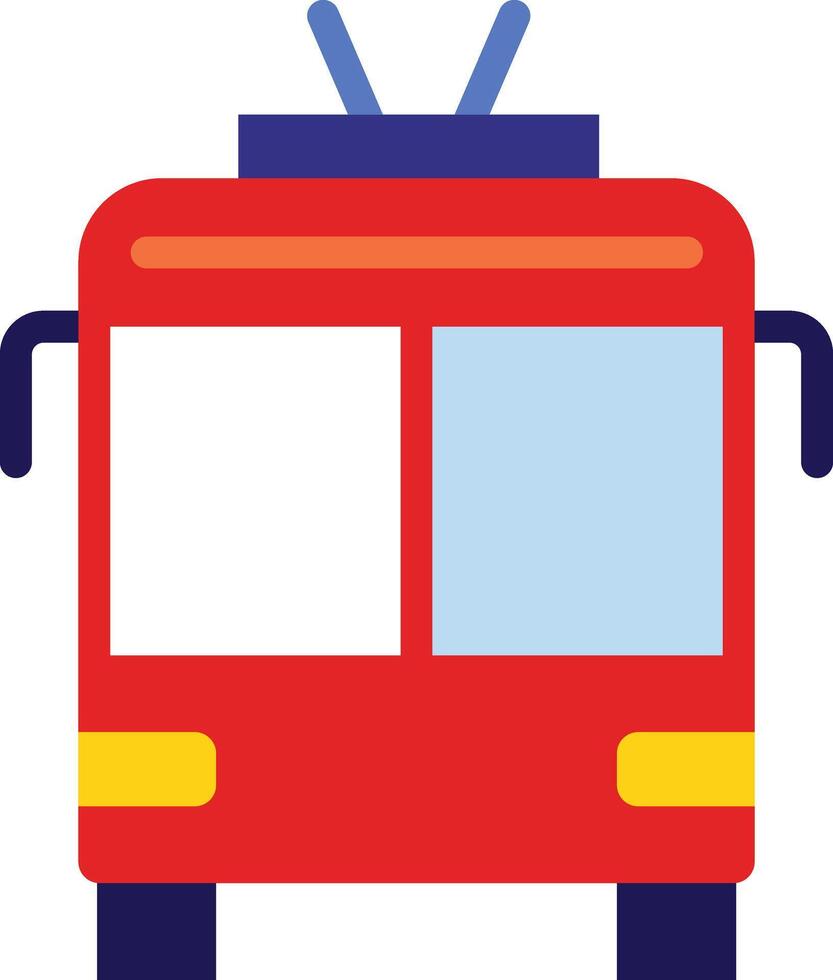 a red bus with a yellow top and blue side vector