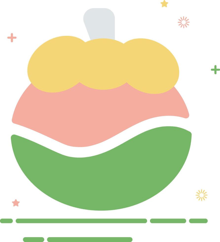 a colorful mangosteen with a yellow top and green bottom vector