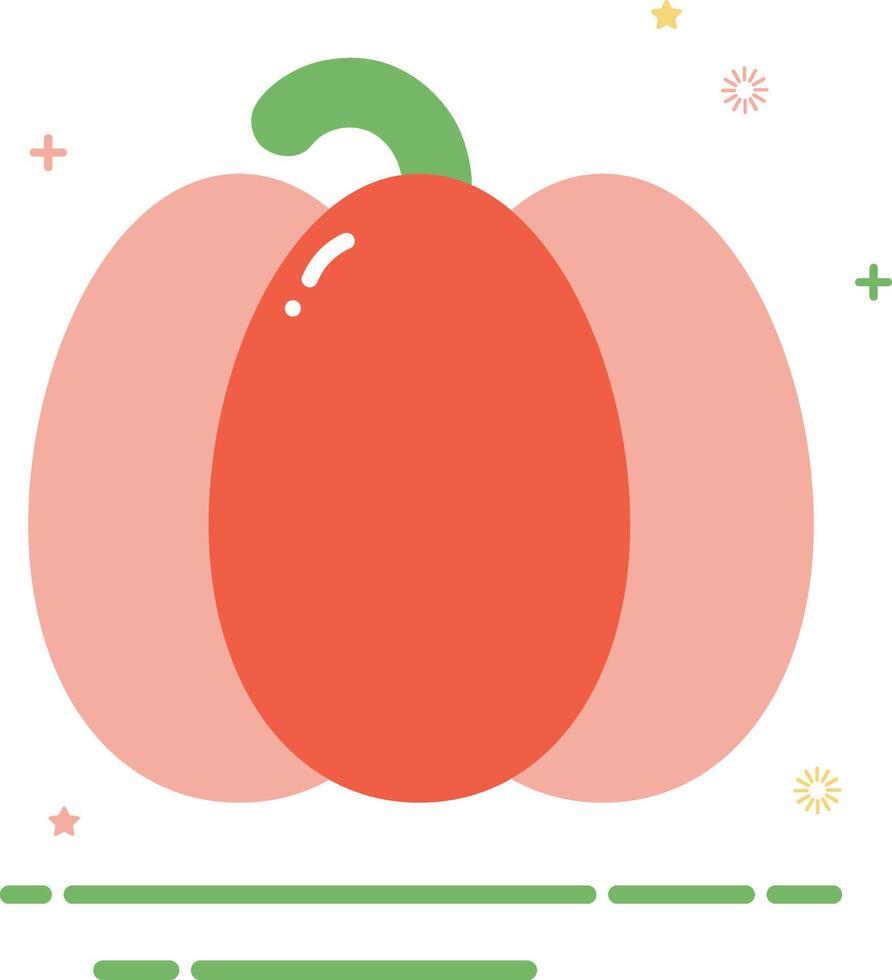 a pumpkin with a green stem and a green leaf vector