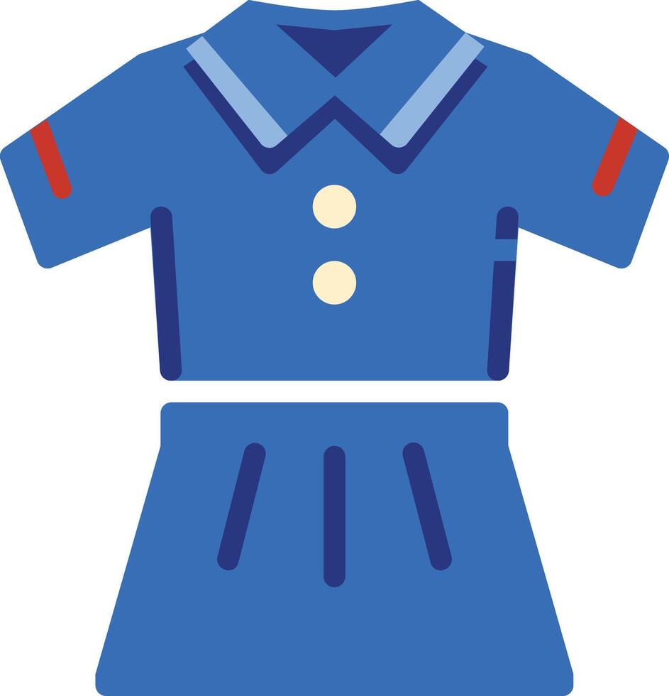 a blue dress with a red collar and buttons vector