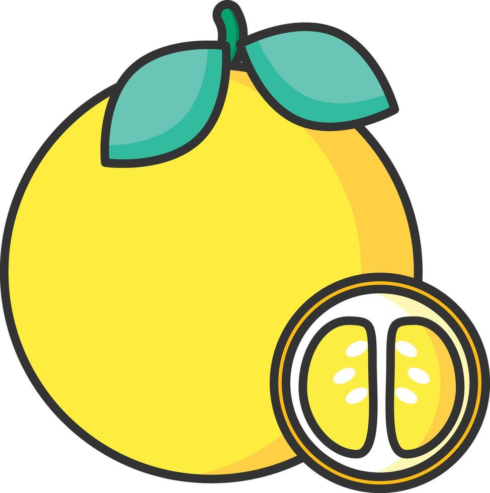 a lemon with a slice cut out of it vector