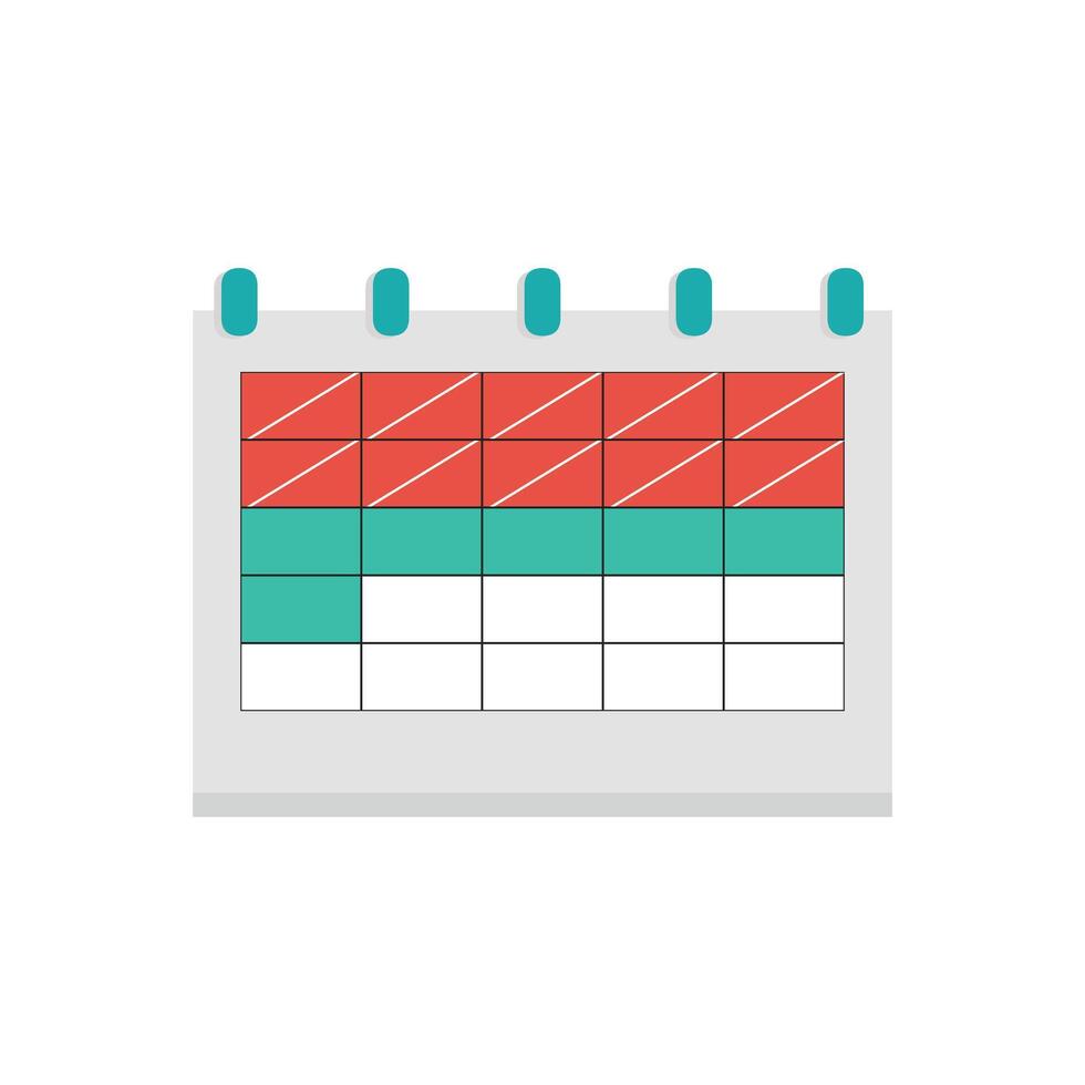 a calendar with a red and green square vector