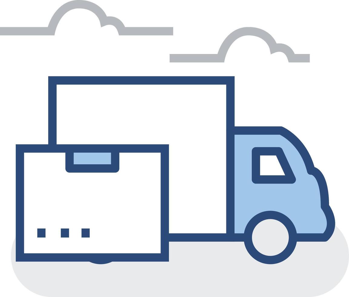 a truck with a box on top and a cloud in the background vector