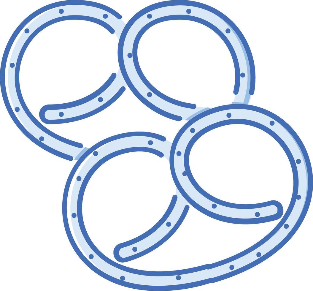 a blue horseshoe with two horseshoes on it vector