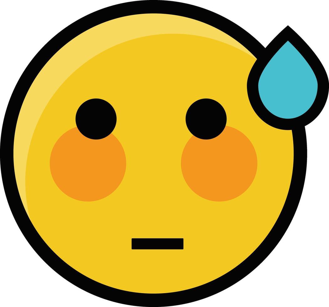 un triste emoticón con un lágrima soltar en su cara vector