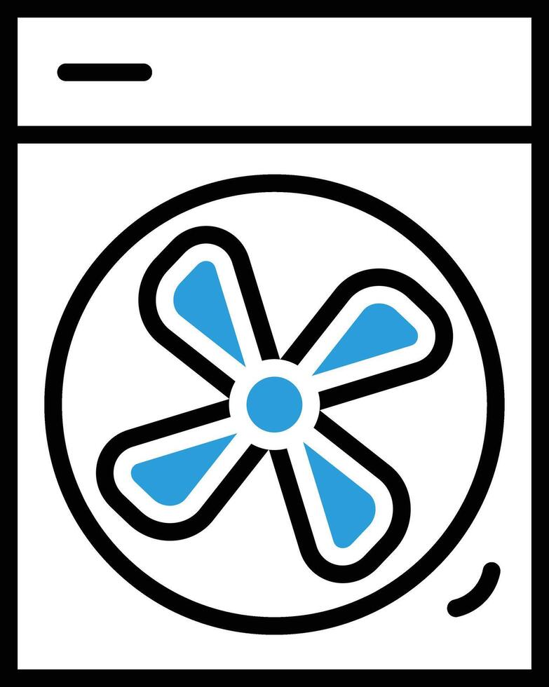 a blue and white icon of a fan vector