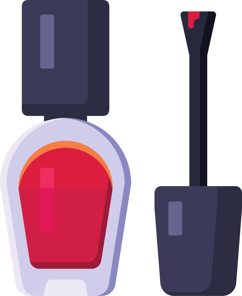 nail polish bottle and brush vector illustration