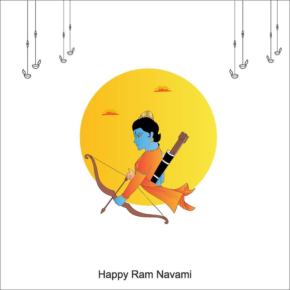 Rama with message inhindi meaning Shri Ram Navami background vector