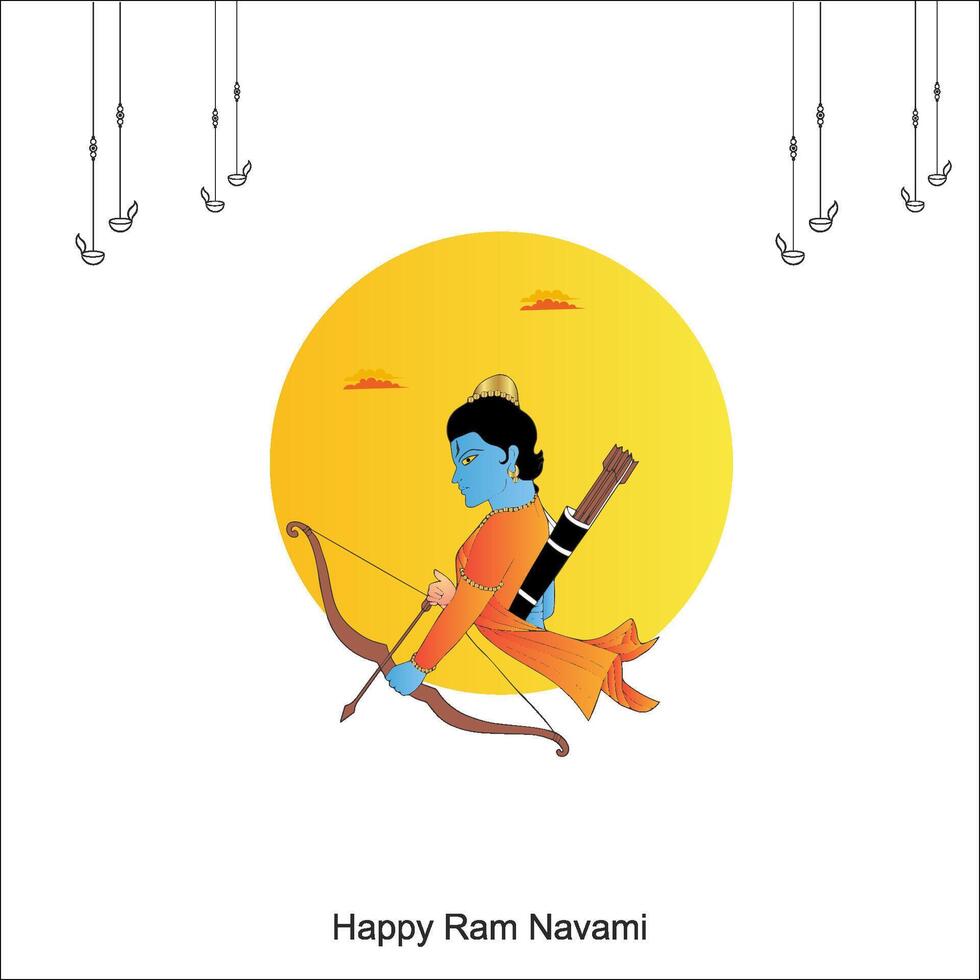 rama con mensaje en Hindú sentido shri RAM navami antecedentes vector