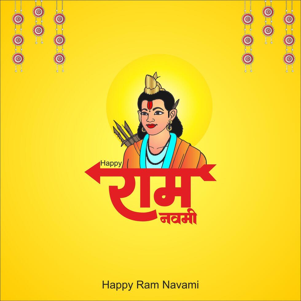 rama con mensaje en Hindú sentido shri RAM navami antecedentes vector