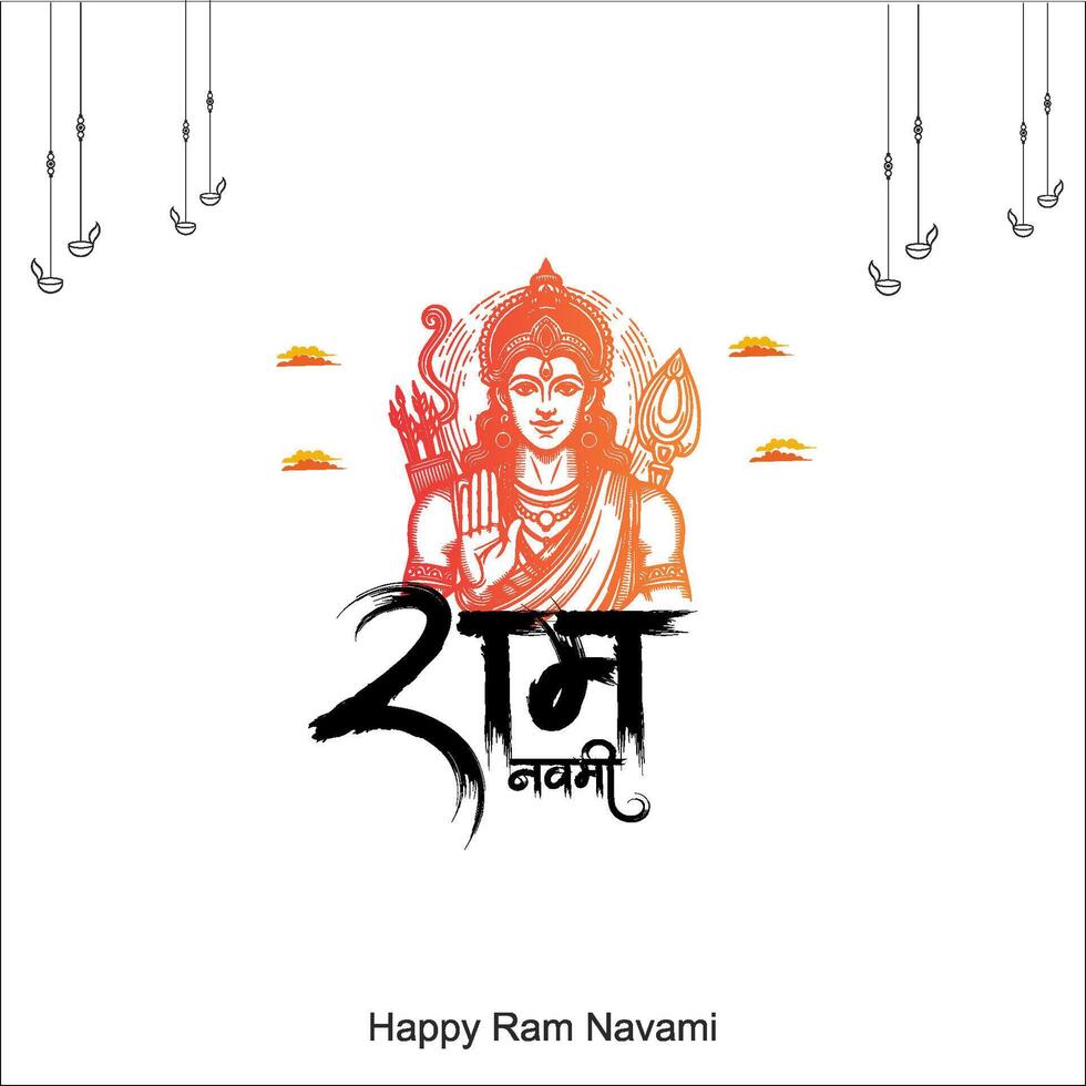 Rama with message inhindi meaning Shri Ram Navami background vector