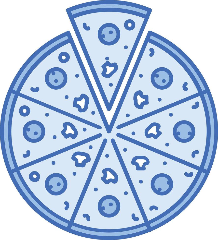 a pizza with a slice cut out of it vector