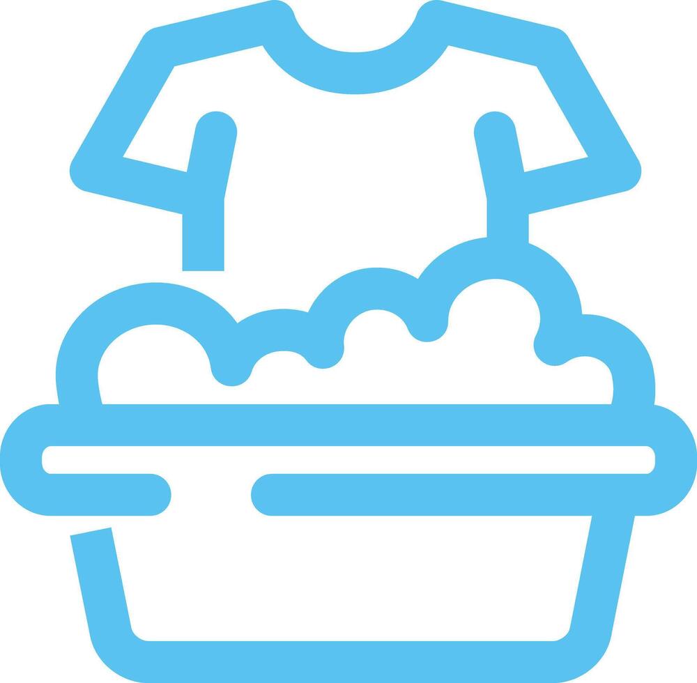 un azul y blanco icono de un camisa en un Lavado máquina vector