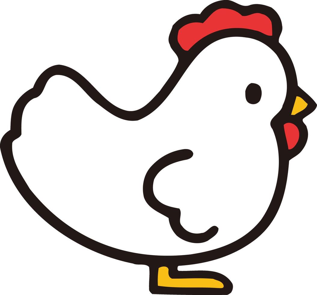 un pollo es en pie en un blanco antecedentes vector