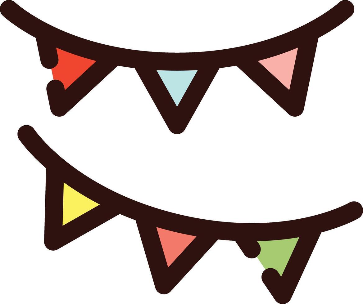 a pair of colorful bunting flags on a white background vector